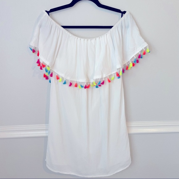Forever 21 Mini Dress Neon Tassel Trim Size Small - Picture 4 of 10